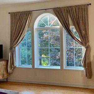 4 West Elm Gold and Natural VELVET Black Out Curtains 48W x 84L